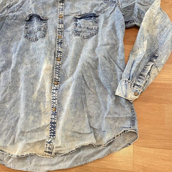 Vintage Artist Shirt 2xl Denim Long Sleeve Button down Workwear distressed - Picture 3 of 12